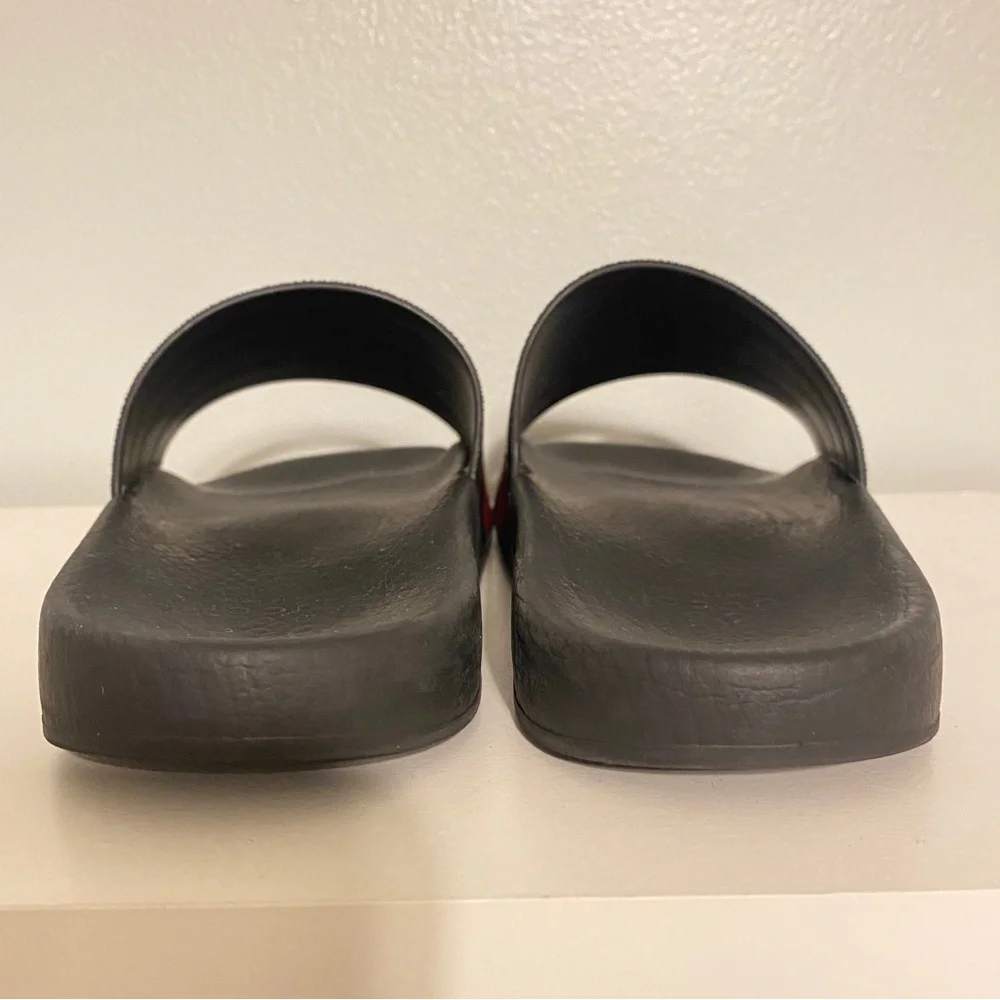 Gucci Black Slides with Green and Red Stripe